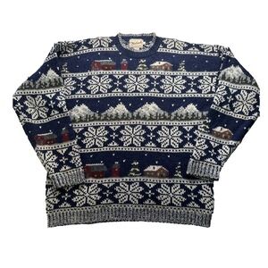 VTG Woolrich Sweater Womens Large Snowflake Ski Lodge House Wool Blend 90s Y2K